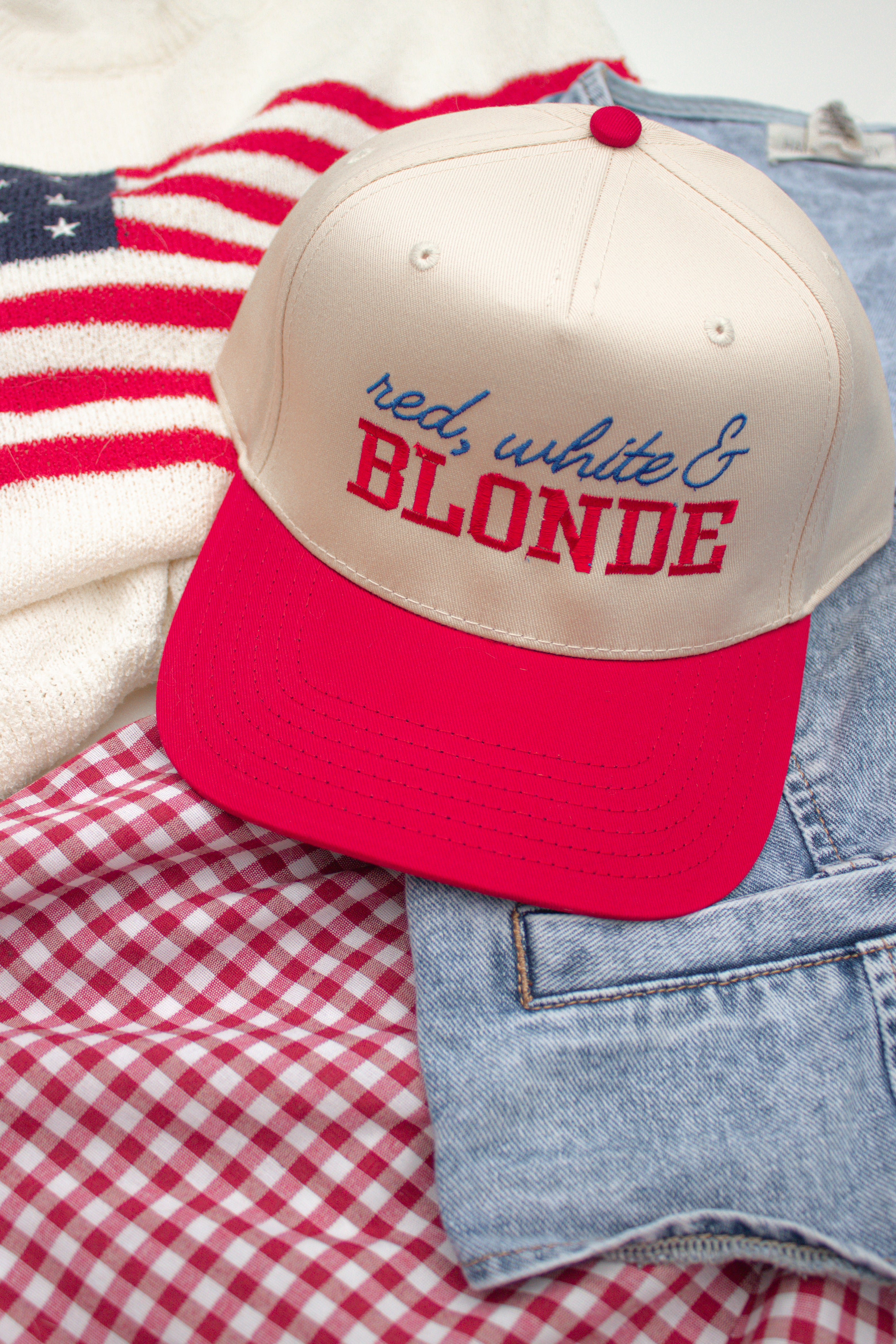 Red, White & Blonde Canvas Hat