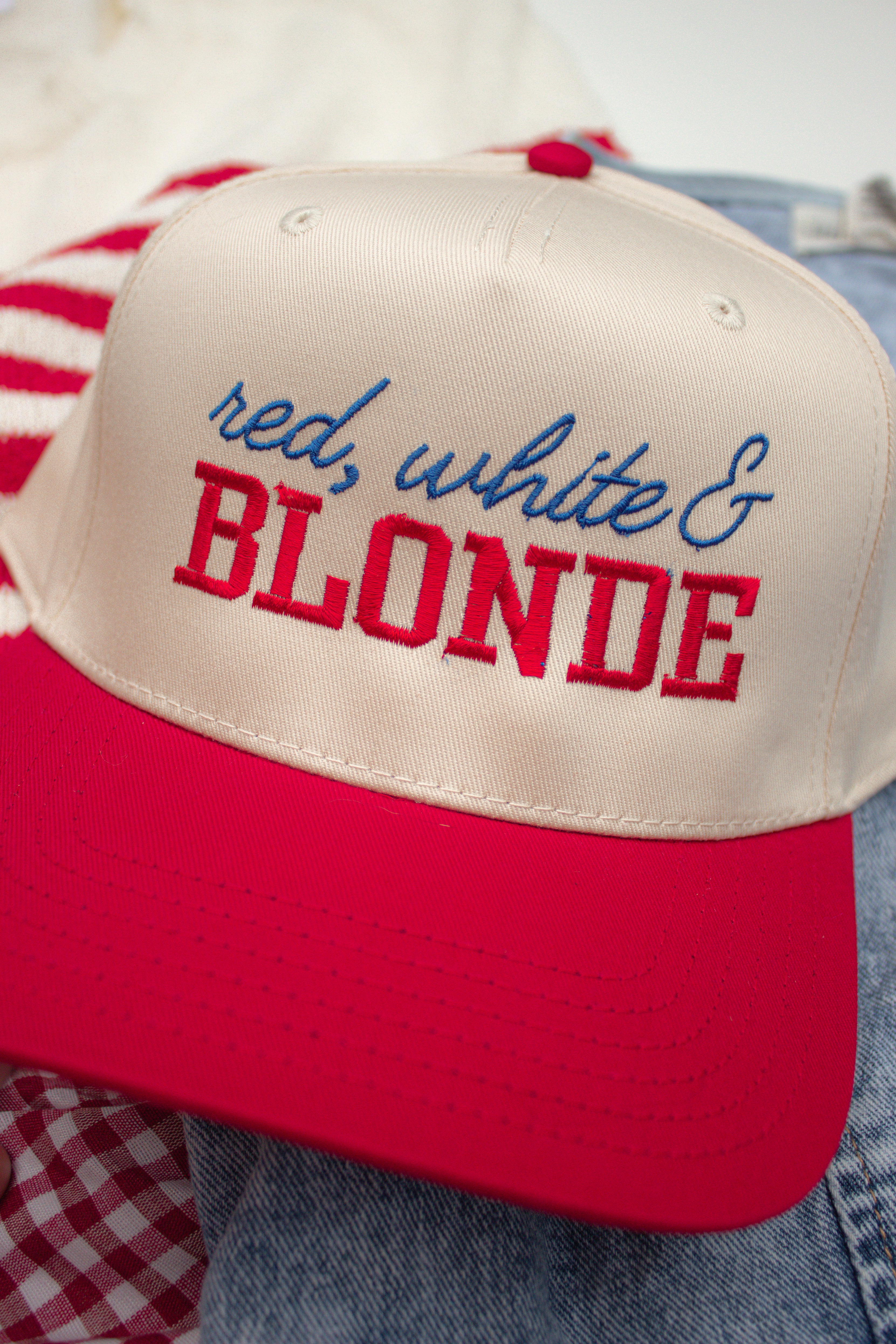 Red, White & Blonde Canvas Hat