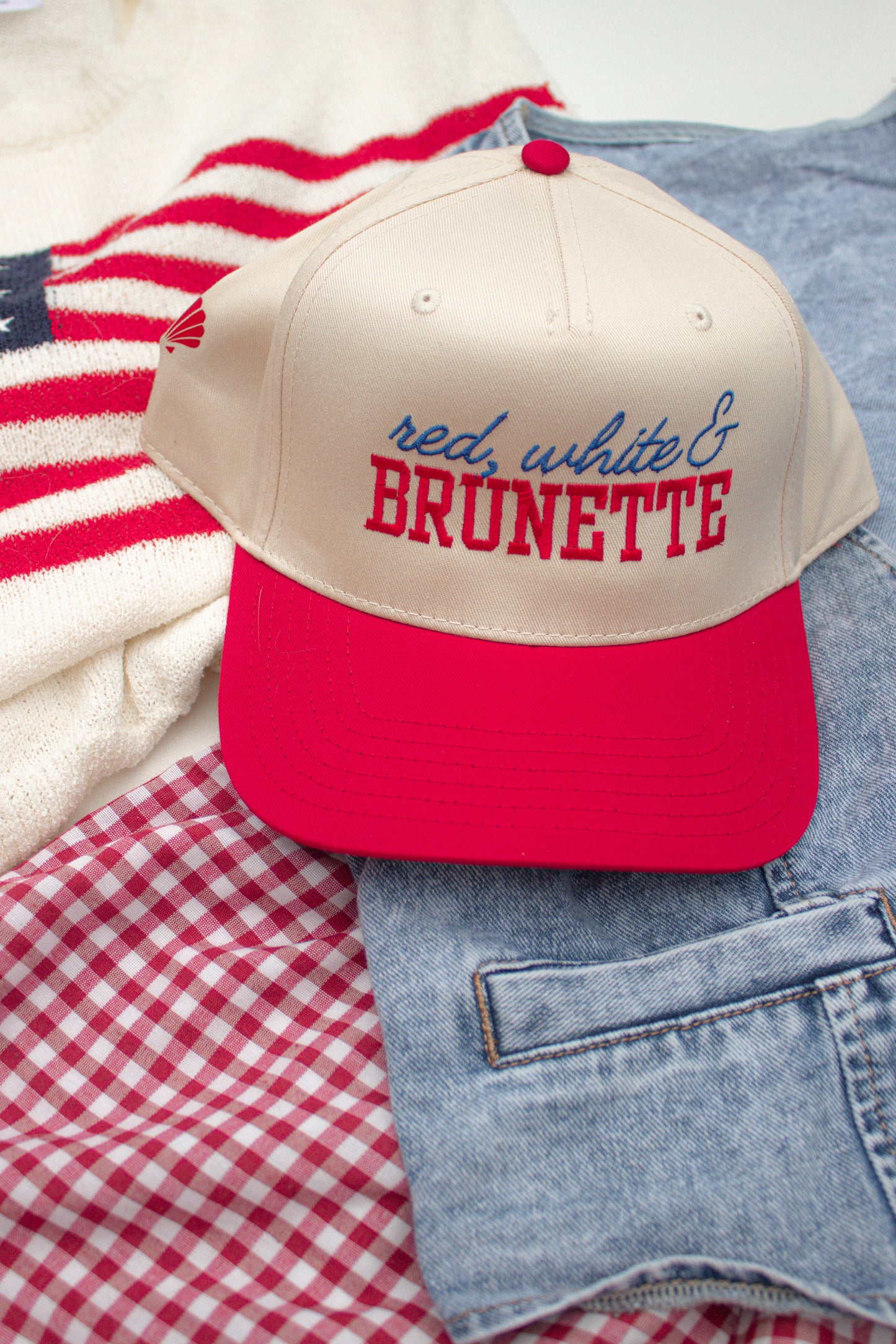 Red, White & Brunette Canvas Hat