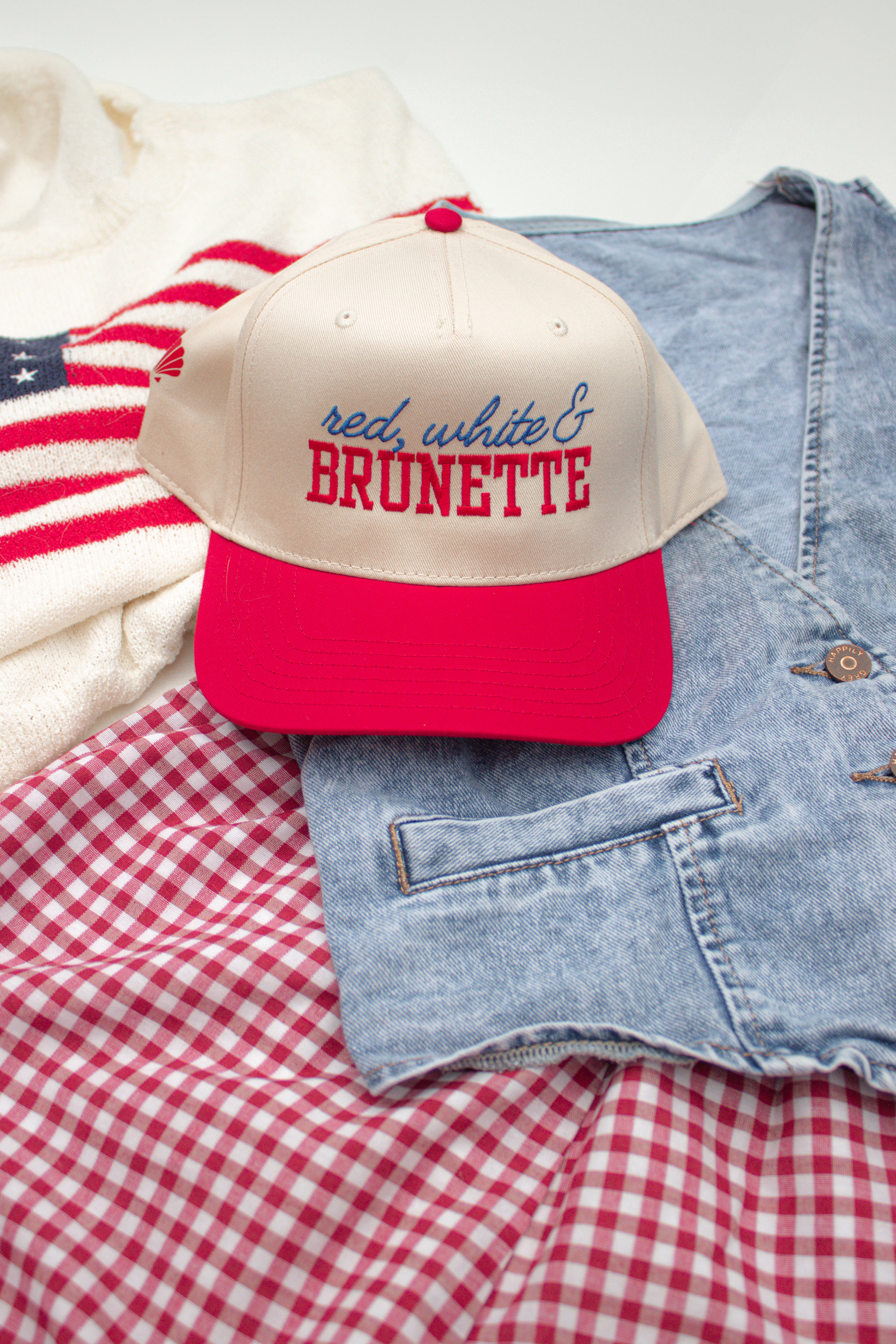 Red, White & Brunette Canvas Hat