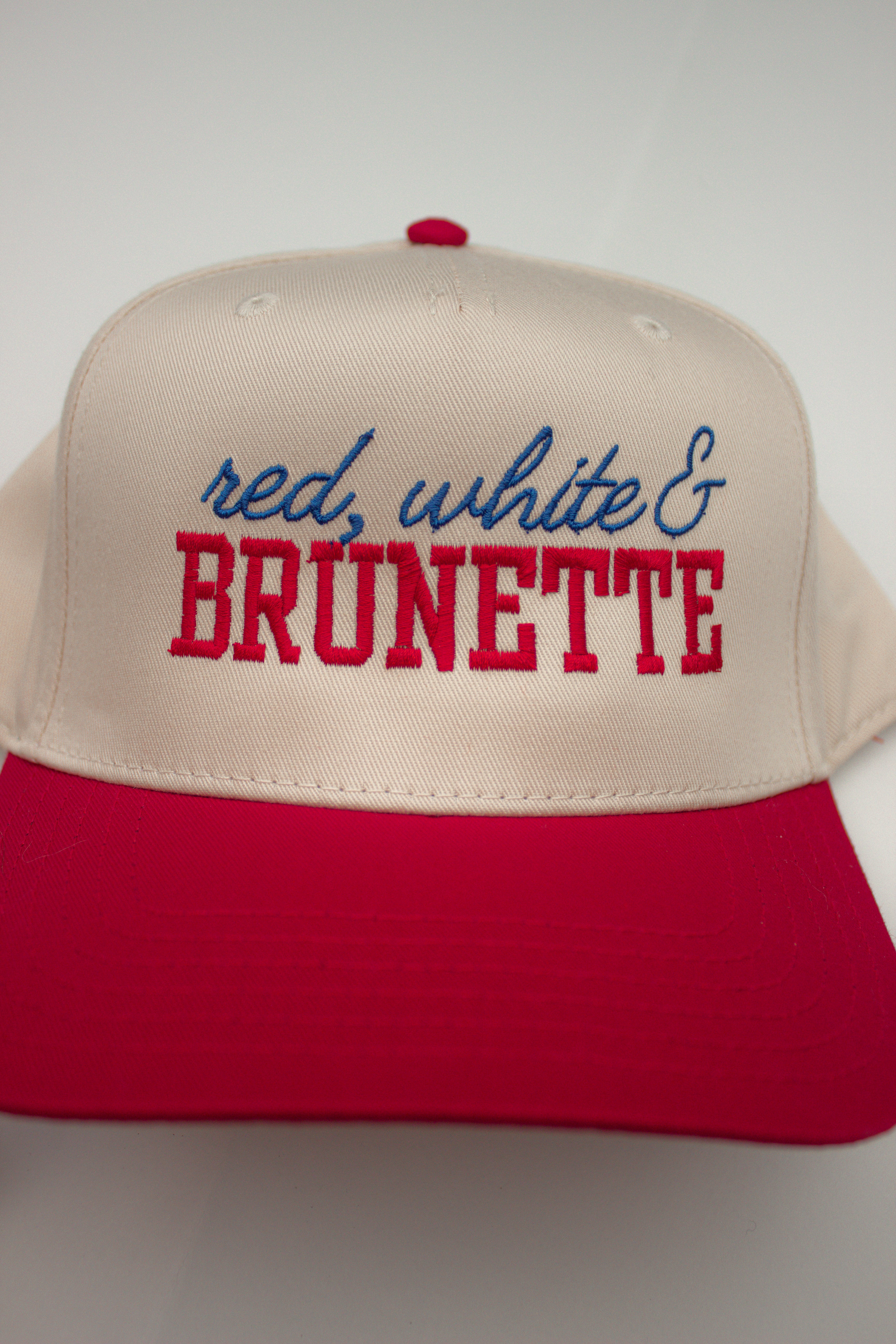Red, White & Brunette Canvas Hat