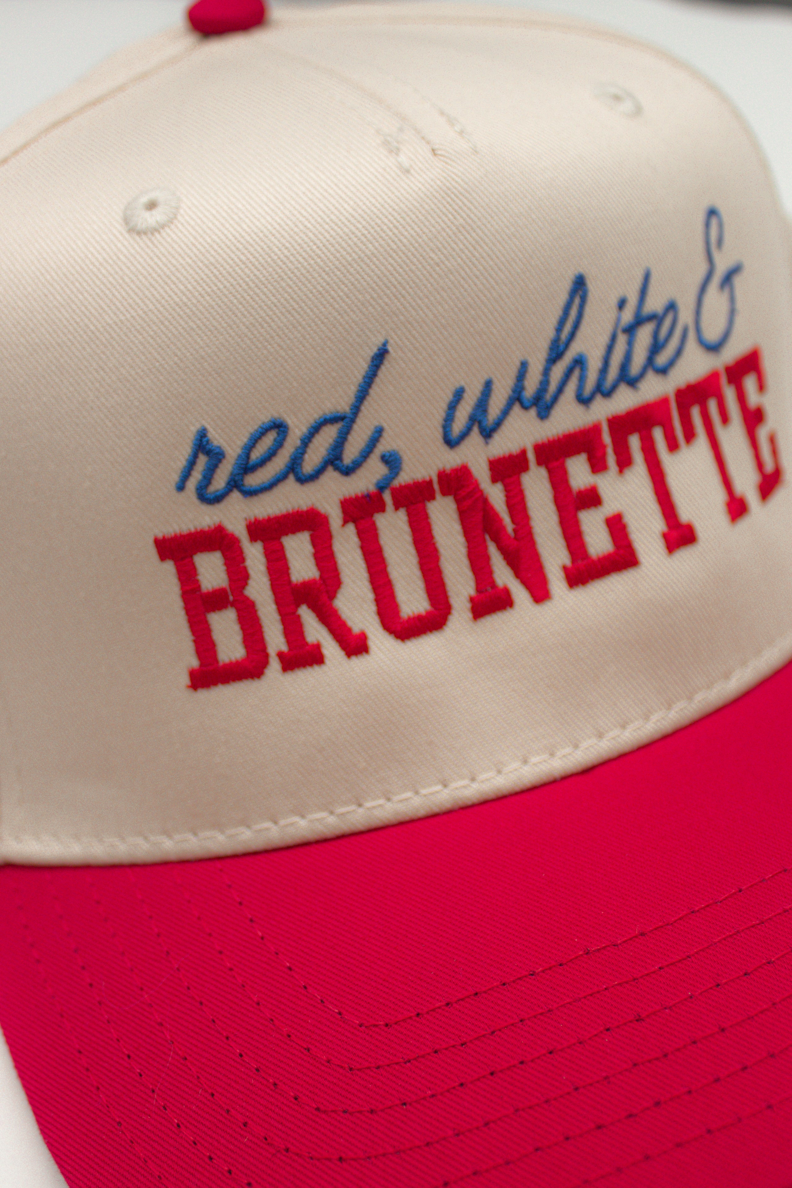 Red, White & Brunette Canvas Hat