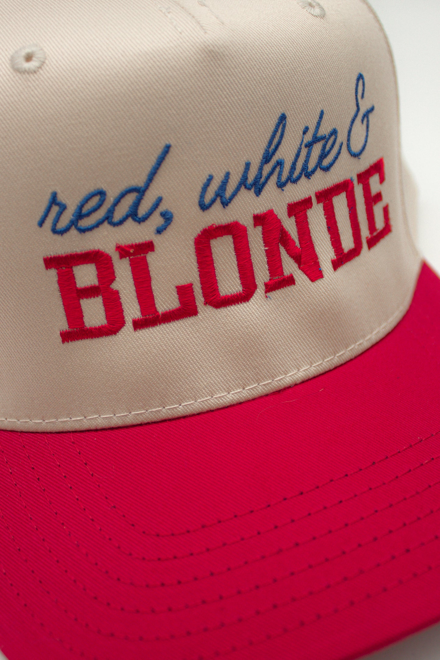 Red, White & Blonde Canvas Hat